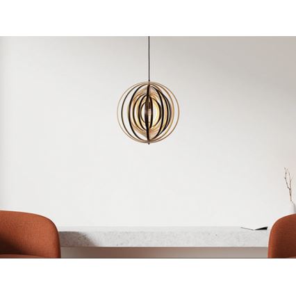 Lesen viseči lestenec na kablu 1xE27/60W/230V Ø 43,5 cm masiven/furnir/kaučukovec