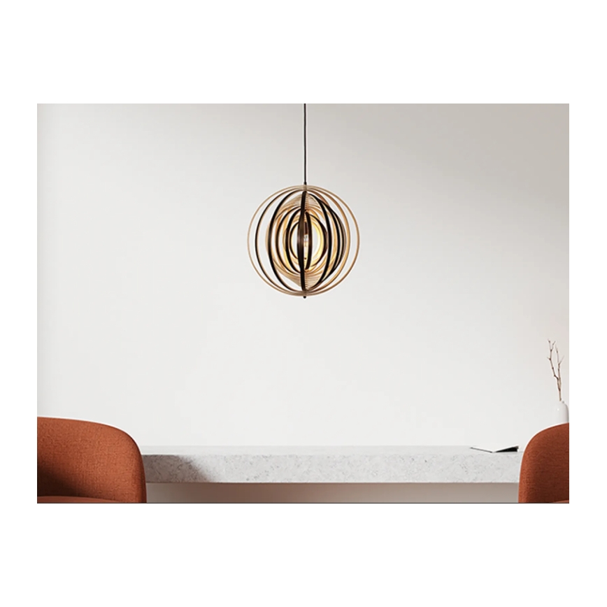 Lesen viseči lestenec na kablu 1xE27/60W/230V Ø 43,5 cm masiven/furnir/kaučukovec