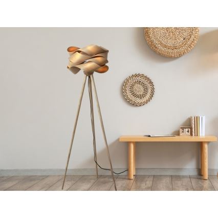 Lesena stojna svetilka 1xE27/60W/230V masiven les/furnir/jesen