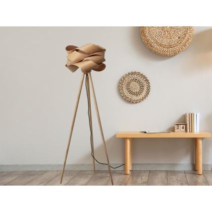 Lesena stojna svetilka 1xE27/60W/230V masiven les/furnir/jesen