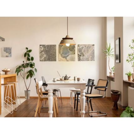 Lesena viseča svetilka na vrvici 1xE27/60W/230V, premer 33 cm, masiven les/hrast/oreh/kaučukovec