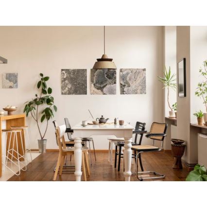 Lesena viseča svetilka na vrvici 1xE27/60W/230V, premer 33 cm, masiven les/hrast/oreh/kaučukovec