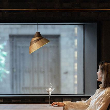 Leseni lestenec na kablu 1xE27/60W/230V Ø 33 cm masiven/hrast/oreh/kaučukovec