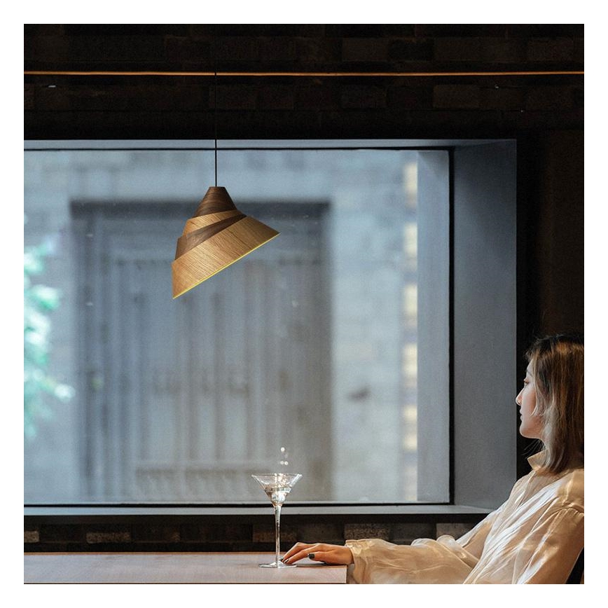 Leseni lestenec na kablu 1xE27/60W/230V Ø 33 cm masiven/hrast/oreh/kaučukovec