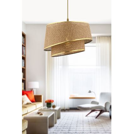 Lesten na vrvici BARETTE 1xE27/60W/230V rjava/zlata