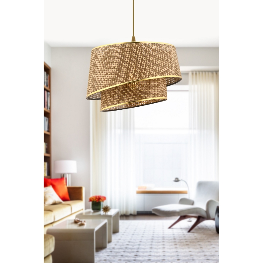 Lesten na vrvici BARETTE 1xE27/60W/230V rjava/zlata