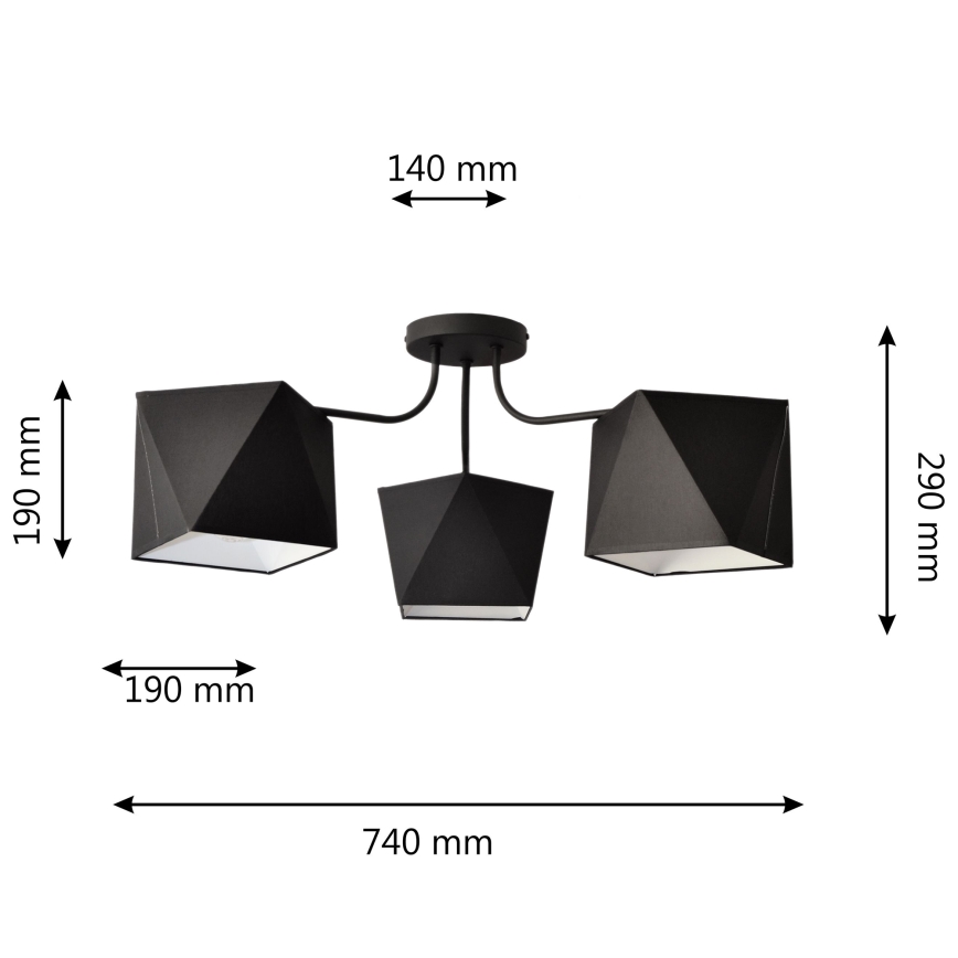 Lestenec ADAMANT 3xE27/15W/230V črn