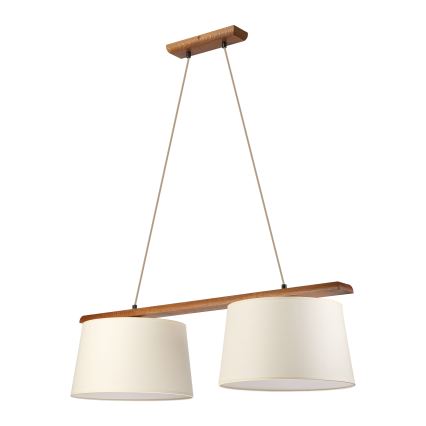 Lestenec AIDA na vrvici 2xE27/15W/230V, premer 35 cm, hrast/krem