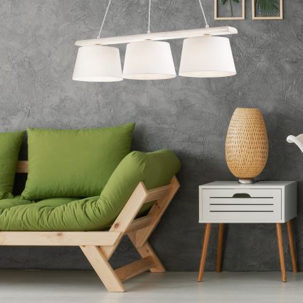 Lestenec AIDA na vrvici 3xE27/60W/230V premer 25 cm hrast/bela