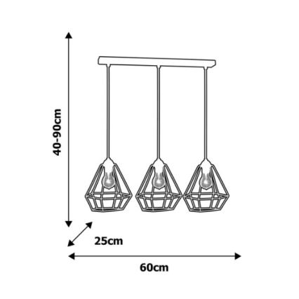 Lestenec ALMA 3xE27/60W/230V bel