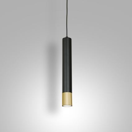 Lestenec an vrvici NEST 1xGU10/8W/230V črno/zlat