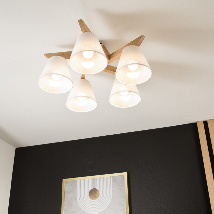 Lestenec ANTONIO 5xE14/40W/230V hrast