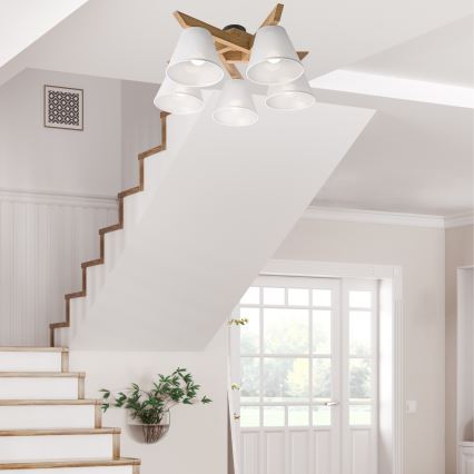 Lestenec ANTONIO 5xE14/40W/230V hrast