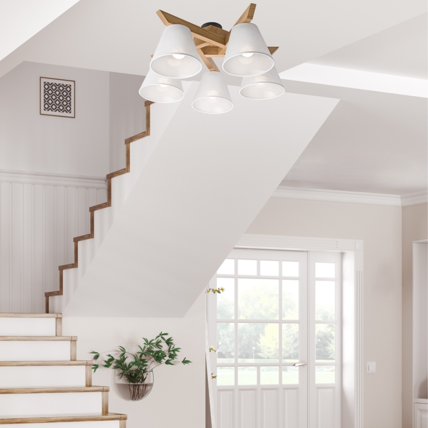 Lestenec ANTONIO 5xE14/40W/230V hrast