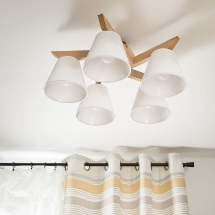Lestenec ANTONIO 5xE14/40W/230V hrast