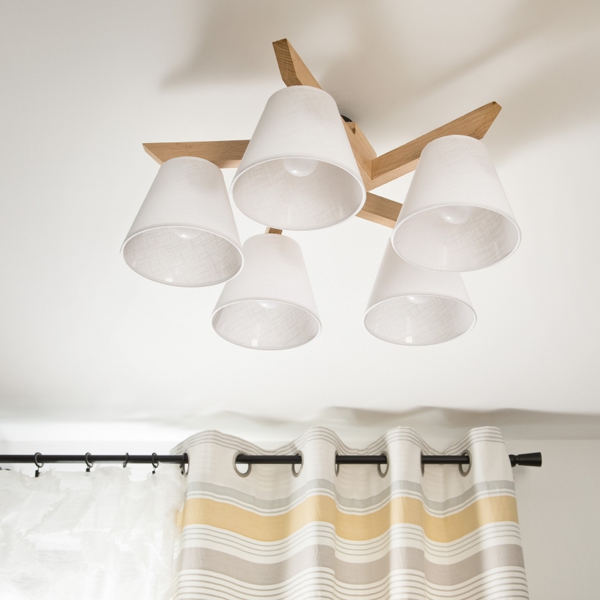 Lestenec ANTONIO 5xE14/40W/230V hrast