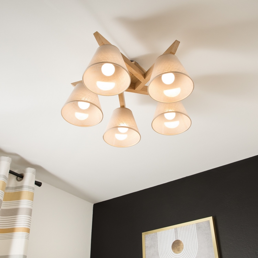 Lestenec ANTONIO 5xE14/40W/230V hrast