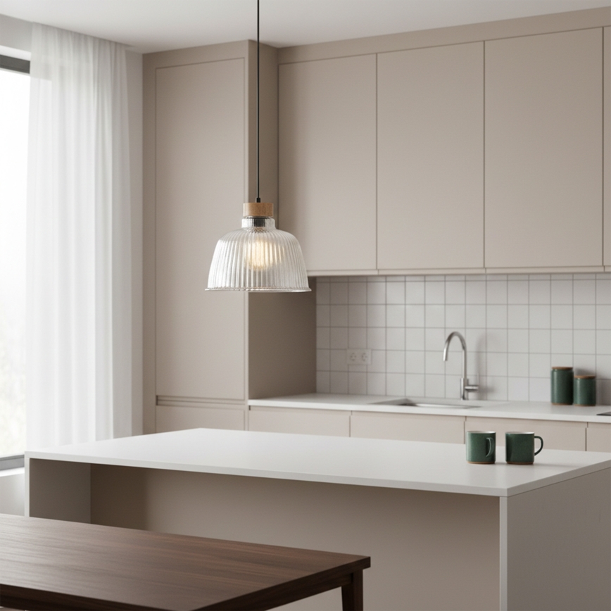 Lestenec ASTA na kablu 1xE27/60W/230V, premer 28 cm, hrast