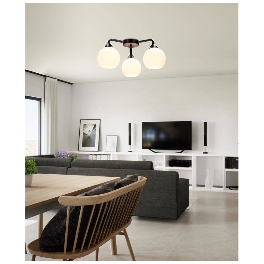 Lestenec CALDERA 3xE27/60W/230V črna