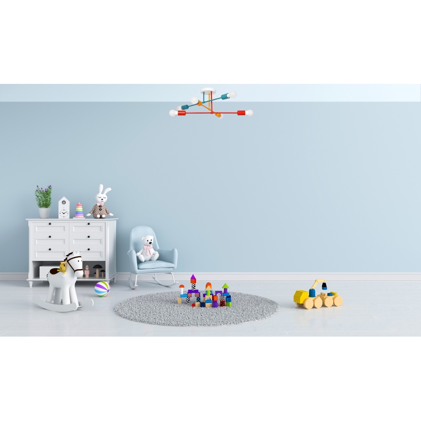 Lestenec CAMBRIDGE 6xE27/20W/230V moder/rdeč/oranžen