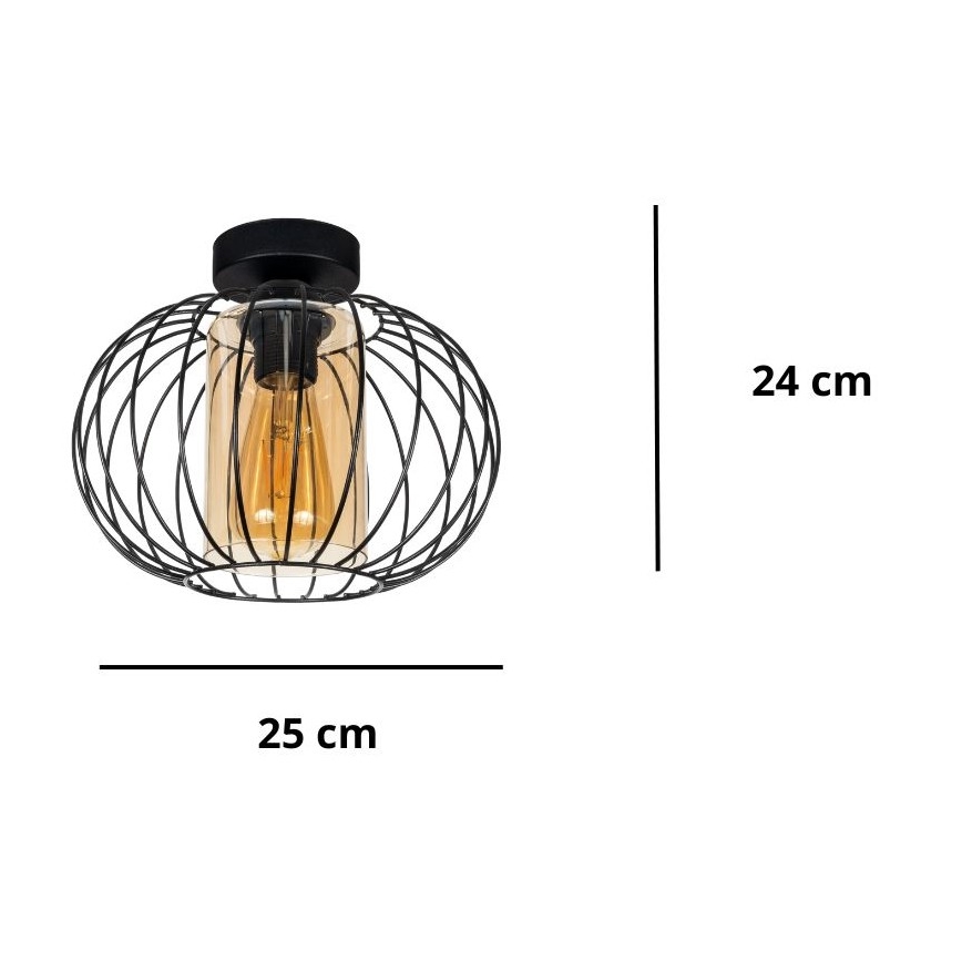 Lestenec CORRINI 1xE27/60W/230V pr. 25 cm črna/bež