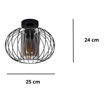 Lestenec CORRINI 1xE27/60W/230V pr. 25 cm črna/siva