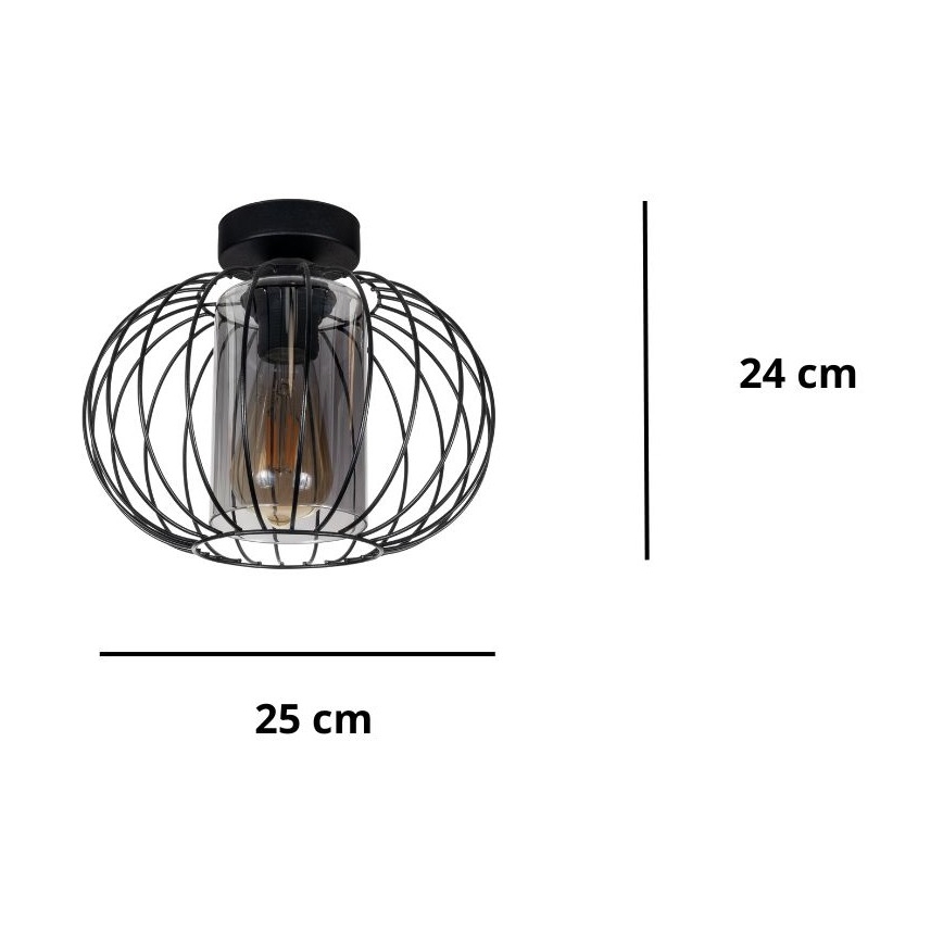 Lestenec CORRINI 1xE27/60W/230V pr. 25 cm črna/siva
