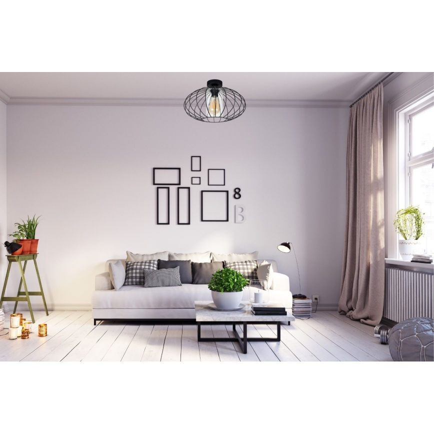 Lestenec CORRINI 1xE27/60W/230V pr. 34 cm črna/prozorna