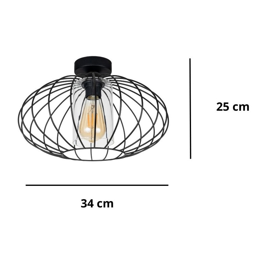 Lestenec CORRINI 1xE27/60W/230V pr. 34 cm črna/prozorna