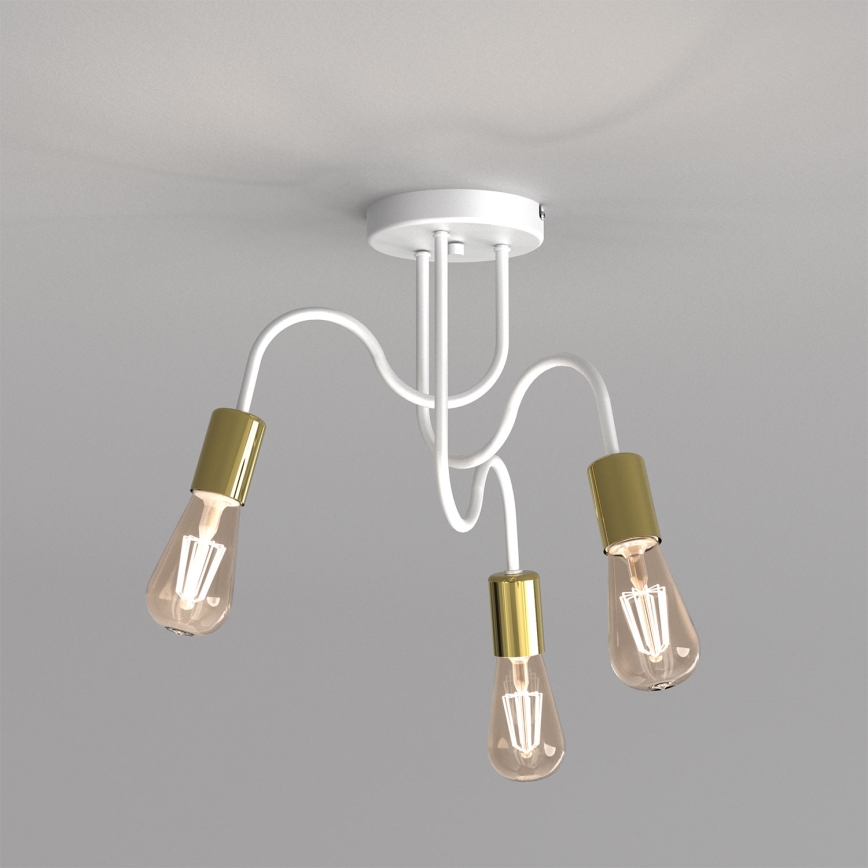 Lestenec DOW 3xE27/60W/230V bela/zlata