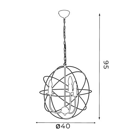 Lestenec GLOBE 3 3xE14/60W črn