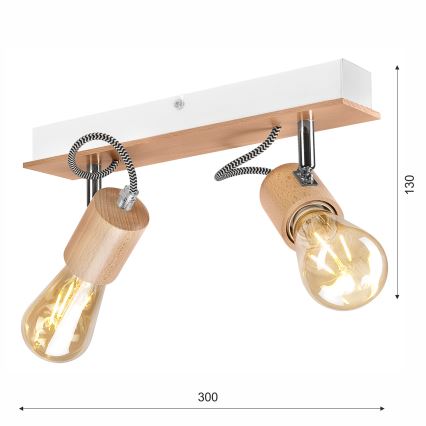 Lestenec GUSTAVO 2xE27/60W/230V bukev - FSC certifikat