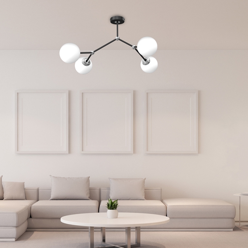 Lestenec JOY 4xE14/40W/230V črn/krom