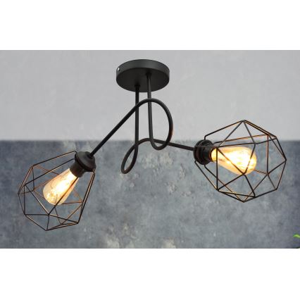 Lestenec KARO 2xE27/15W/230V črn