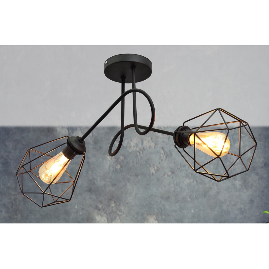 Lestenec KARO 2xE27/15W/230V črn
