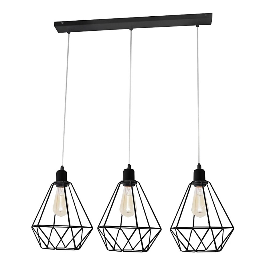 Lestenec KARO 3xE27/15W/230V črn