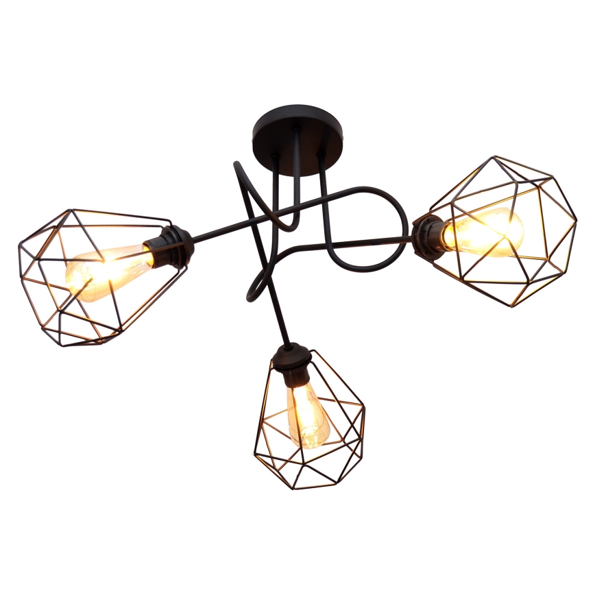 Lestenec KARO 3xE27/15W/230V črn