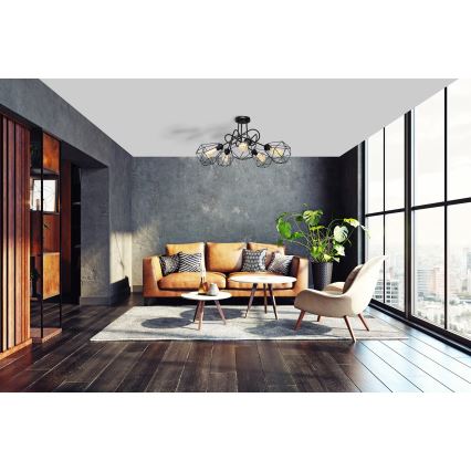 Lestenec KARO 5xE27/15W/230V črn