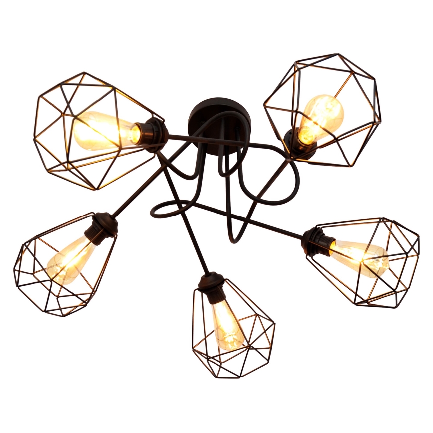 Lestenec KARO 5xE27/15W/230V črn