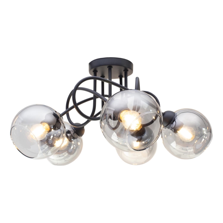 Lestenec LATIL 5xE27/60W/230V črna