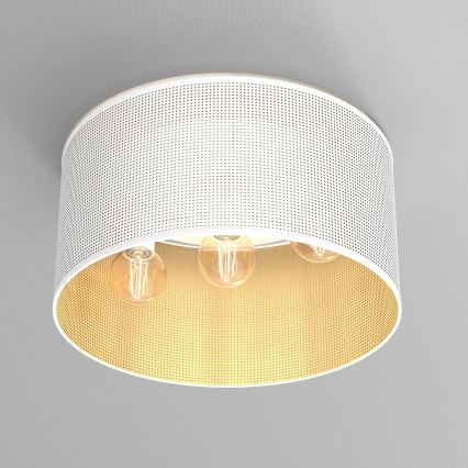 Lestenec LOFT SHADE 3xE27/60W/230V bela/zlata