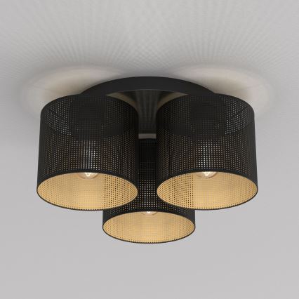 Lestenec LOFT SHADE 3xE27/60W/230V črna/zlata