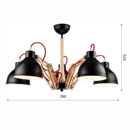 Lestenec MARCELLO 5xE27/60W/230V bukev - FSC certifikat