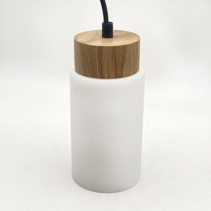 Lestenec MARKUS na jekleni vrvici 4xE27/15W/230V črna/hrast