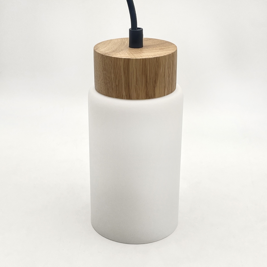 Lestenec MARKUS na jekleni vrvici 4xE27/15W/230V črna/hrast