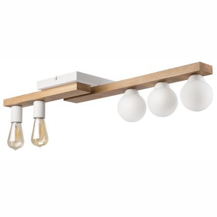 Lestenec MATTE 2xE27/15W/230V + 3xG9/5W/230V bela/hrast