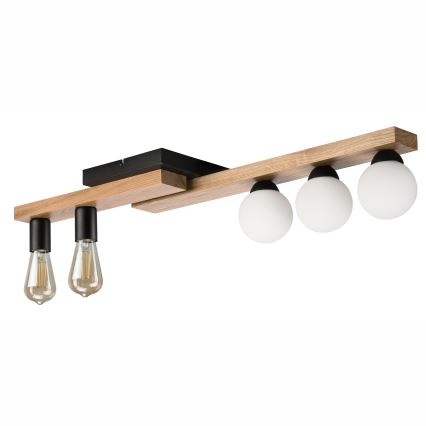 Lestenec MATTE 2xE27/15W/230V + 3xG9/5W/230V črna/hrast