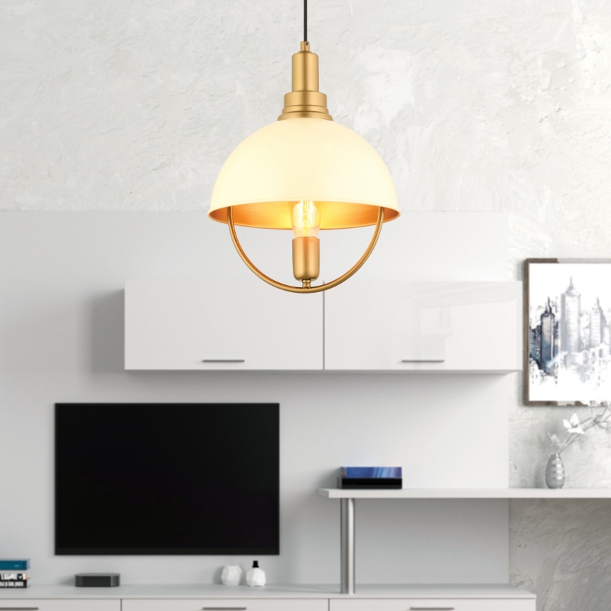Lestenec MONZA na kablu 1xE27/40W/230V Ø 30 cm krem/zlata