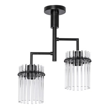 Lestenec na drogu 2xE27/60W/230V črna/prozorna