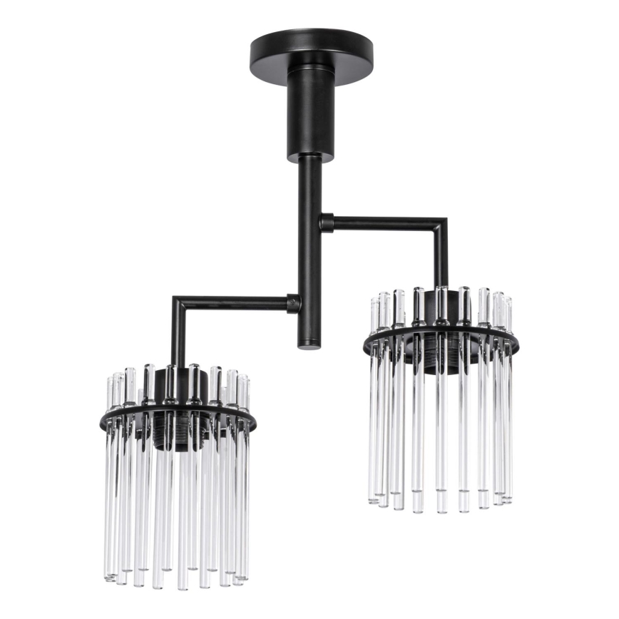 Lestenec na drogu 2xE27/60W/230V črna/prozorna